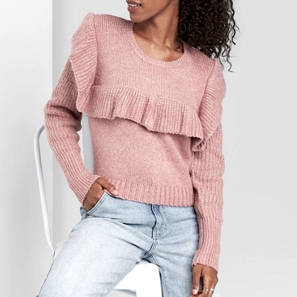 NWT Wild Fable Mauve Ruffle Sweater